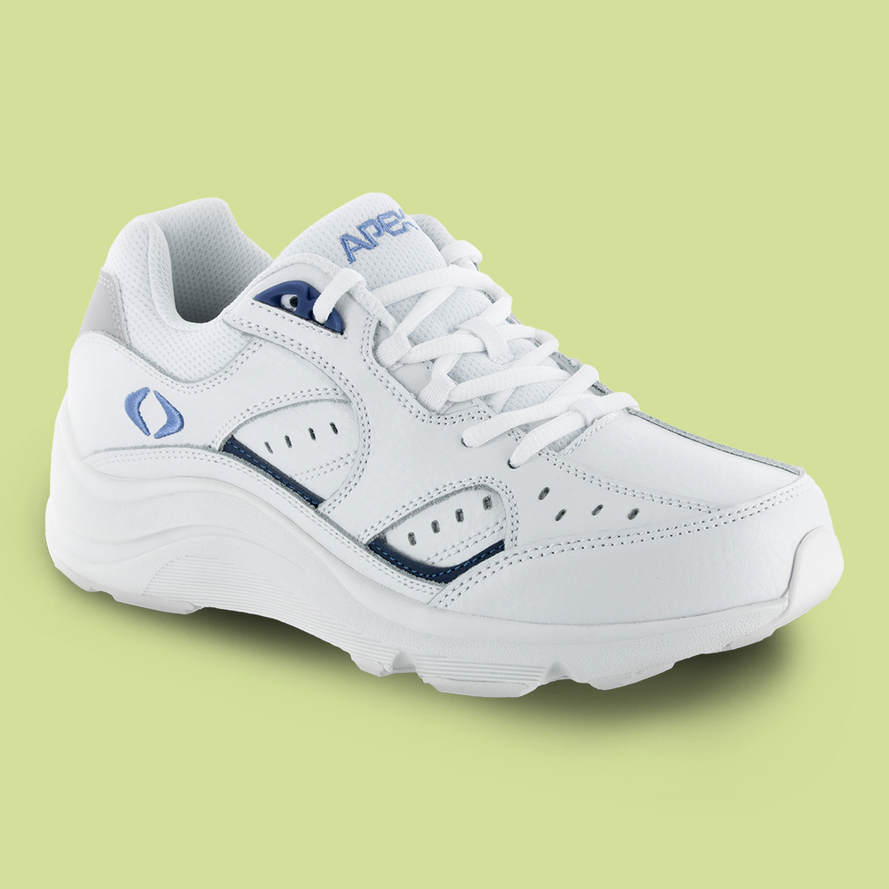 Women's Walking Shoes Category - Featured Shoes: Women's Lace Walking Shoe - V-Last - White/Periwinkle