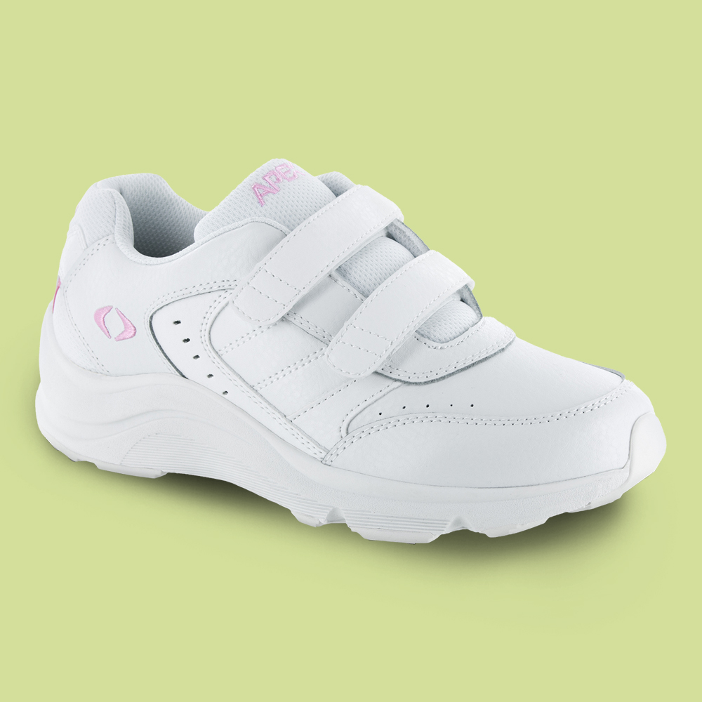 Women's Arch Support Shoes Category - Featured Shoes: Women's Double Strap Walking Shoe - White