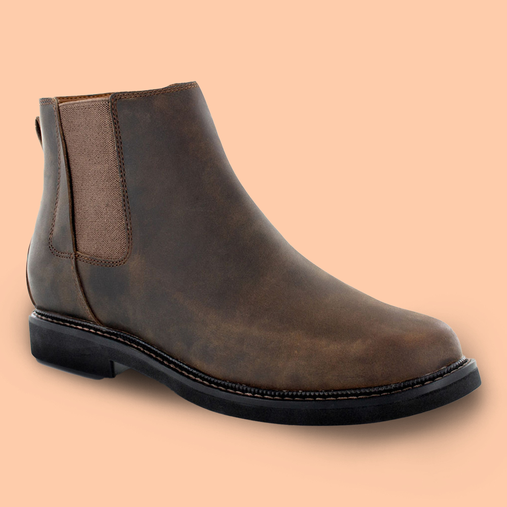 Men's Casual Shoes Category - Featured Shoe: Men's Logan - Chelsea Side Zip Boot - Brown