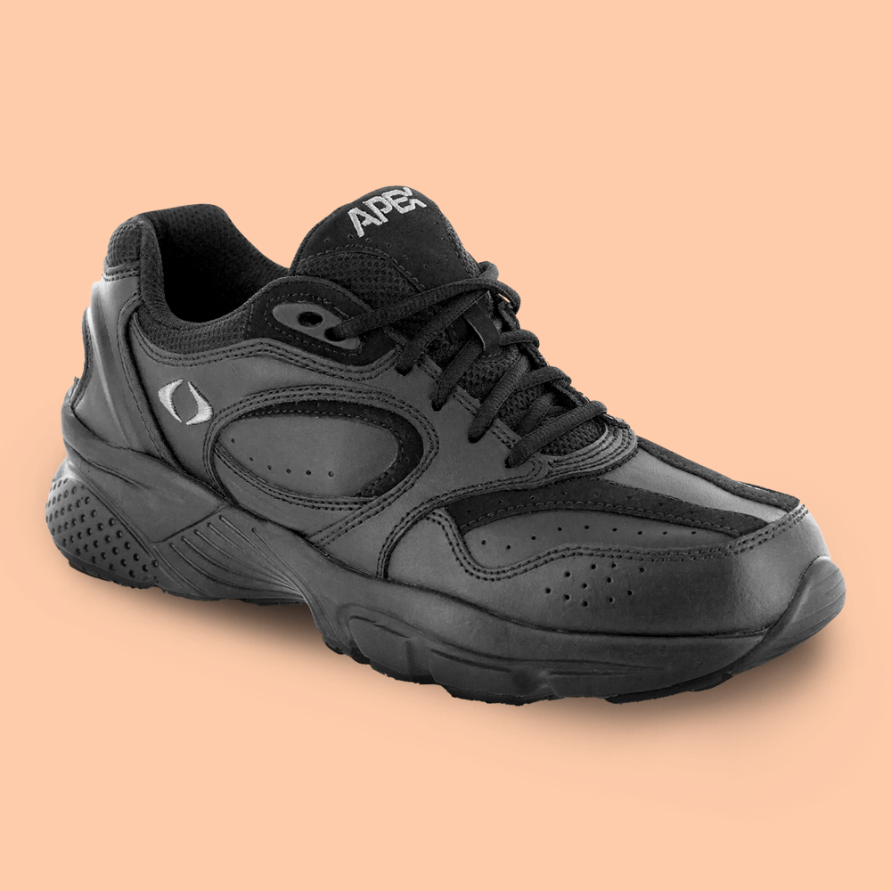 Men's Diabetic Shoes Category - Featured Shoes: Men's Lace Walking Shoe - Black