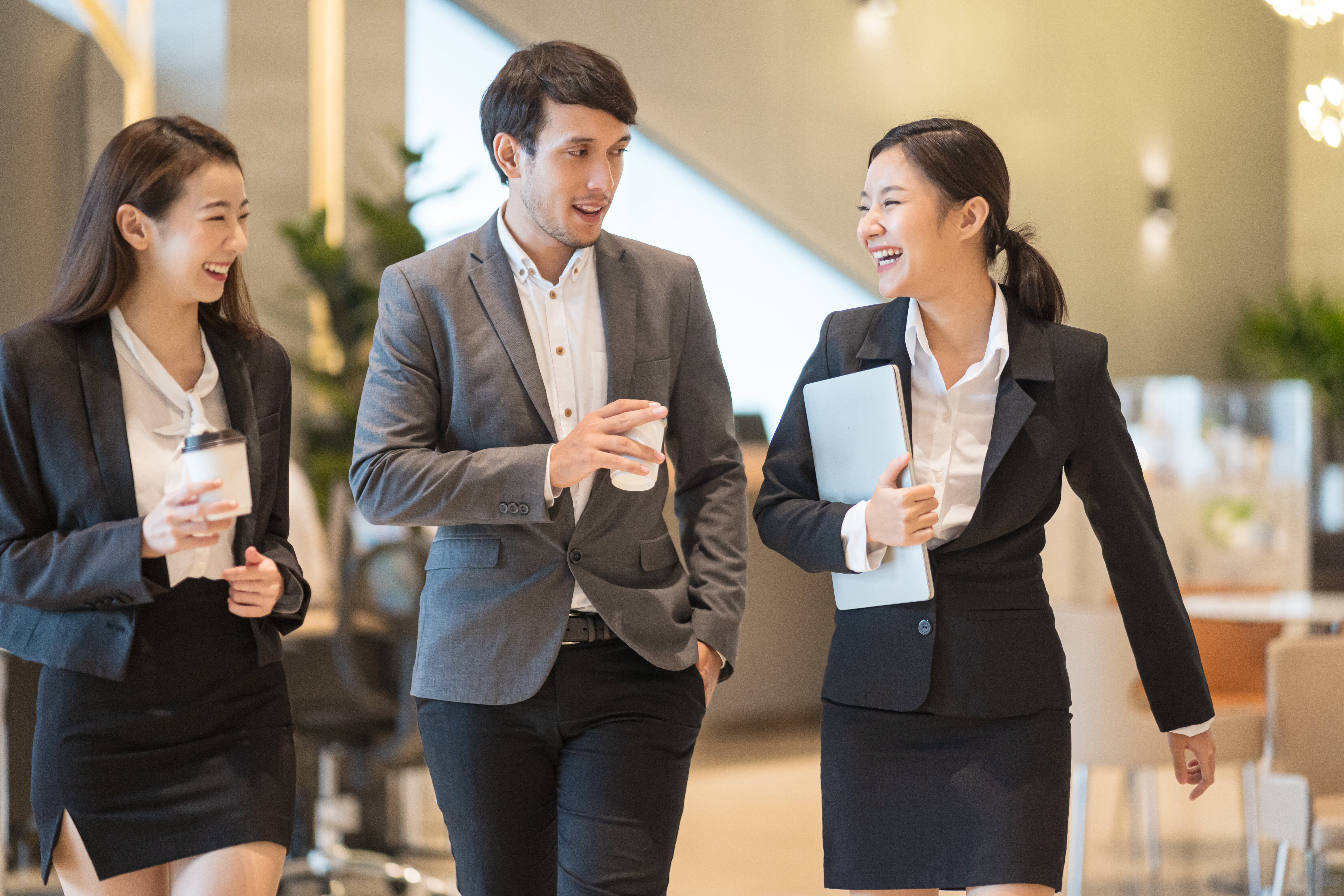 Group of coworkers having work meeting