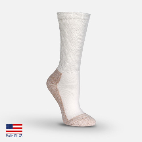 Roomy Socks - Acrylic Diabetic Sock with Copper - White Crew
