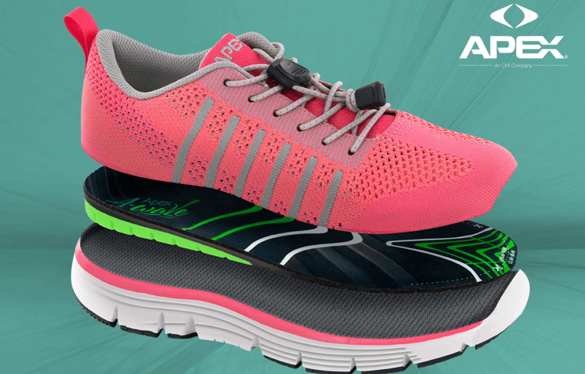 Apex A-Wave Orthotic Insole in Women's Knit Active Shoe Breeze - Pink